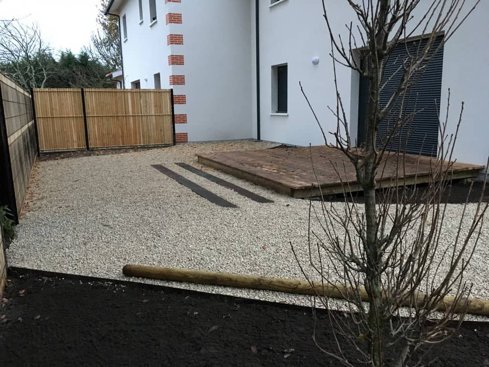Aménagement complet : terrasse bois, clôture et revêtement sol #Gironde